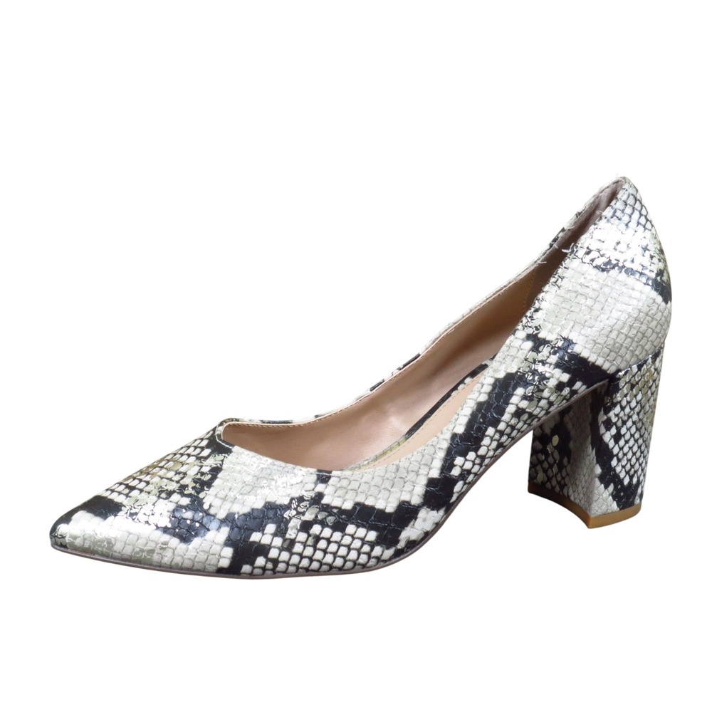 Steve Madden Savy Women Pumps Size 8.5 Dress Office Snakeskin Block Heel Gray